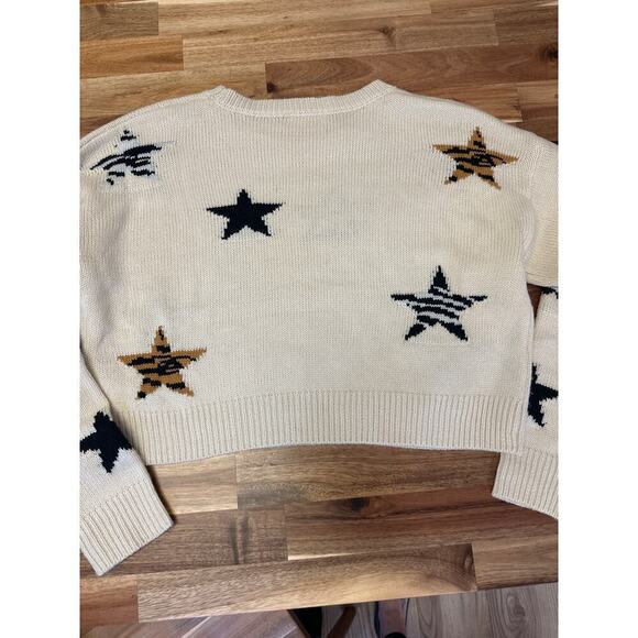 Storia Crop Sweater with Stars Cream with animal print stars knit Womens XSmall - Picture 6 of 6